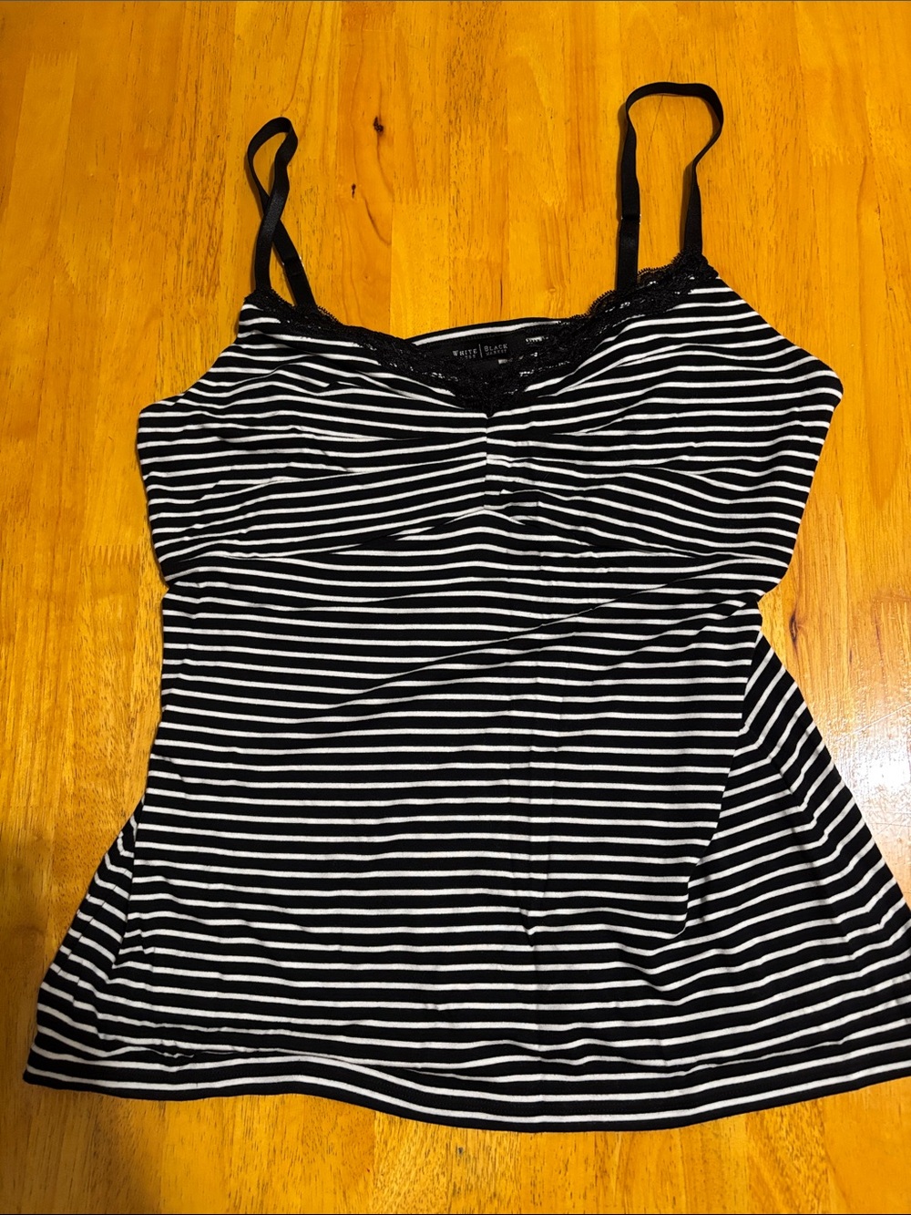 White House Black Market Black and White Striped Camisole Tank